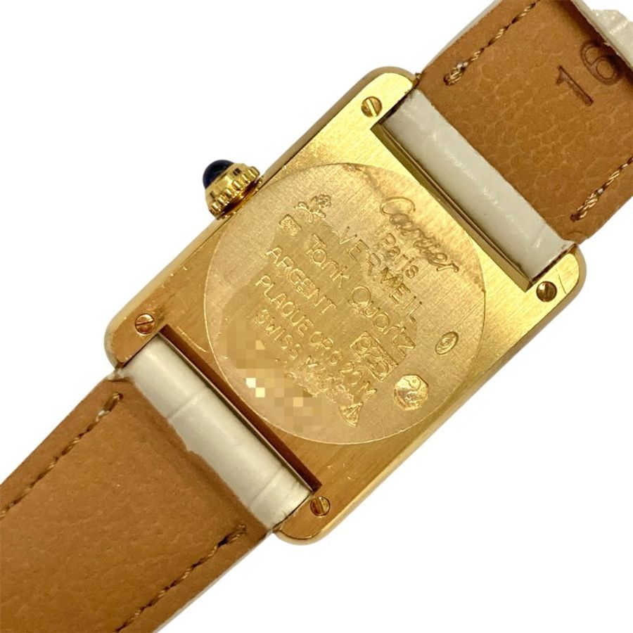CARTIER 卡地亞 W1003053 Tank 純銀 鍍金 石英錶 象牙色錶面-1