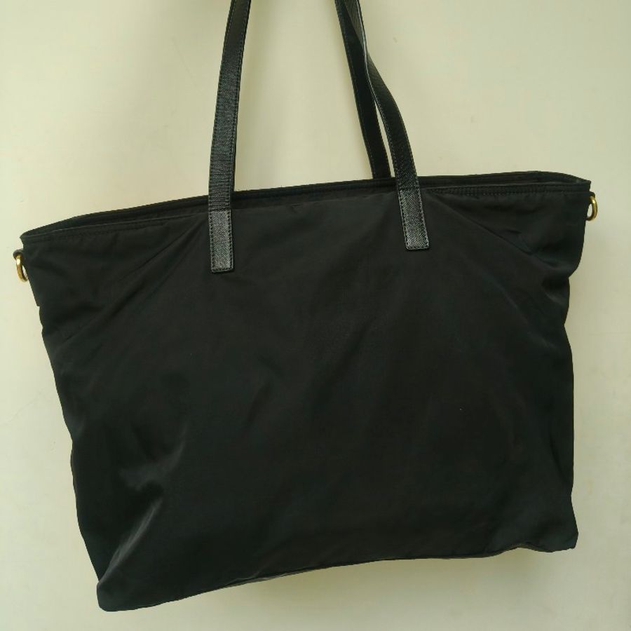 【8成新】㊣✨PRADA✨普拉達 黑色 帆布 皮革 口袋 兩用 托特包 肩背包 斜背包 媽媽包 購物袋 旅行袋/二手包/二手精品🌳二手樹屋🌳-3