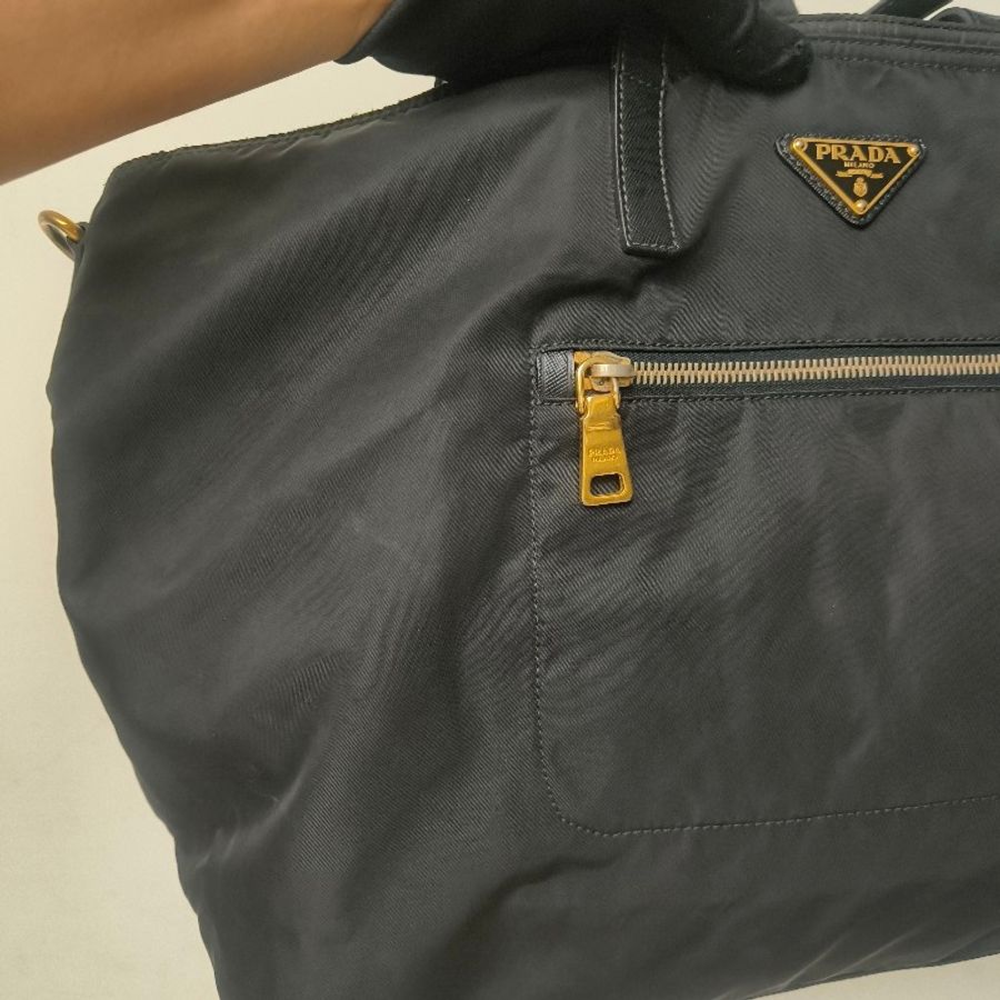 【8成新】㊣✨PRADA✨普拉達 黑色 帆布 皮革 口袋 兩用 托特包 肩背包 斜背包 媽媽包 購物袋 旅行袋/二手包/二手精品🌳二手樹屋🌳-17