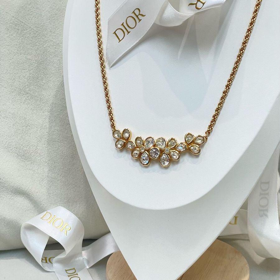DIOR 中古金色水鑽花花項鏈 XB151-0