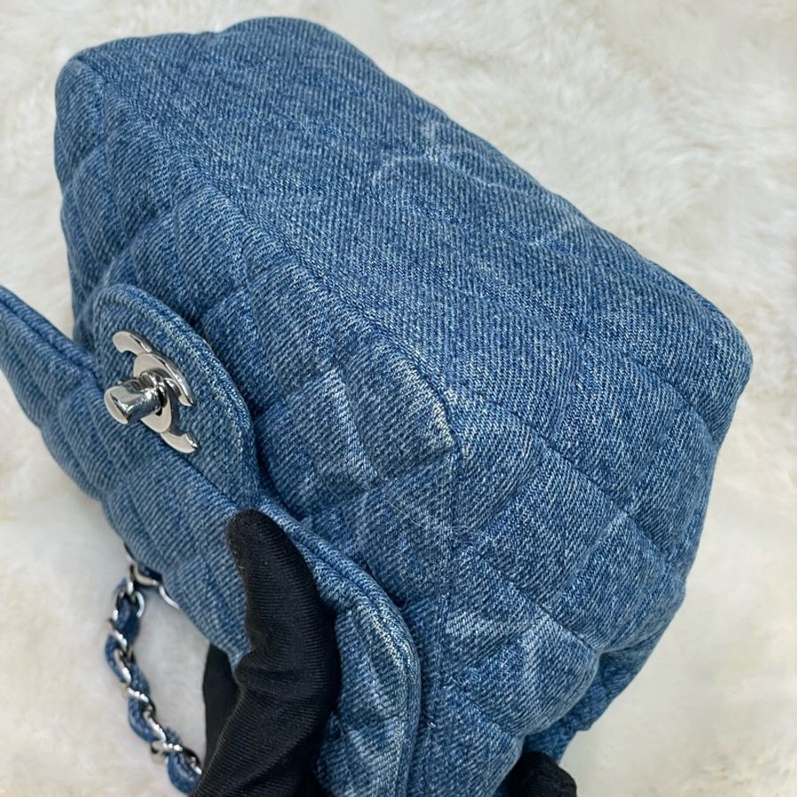 CHANEL 藍色牛仔丹寧布 mini 方胖子 I668-8
