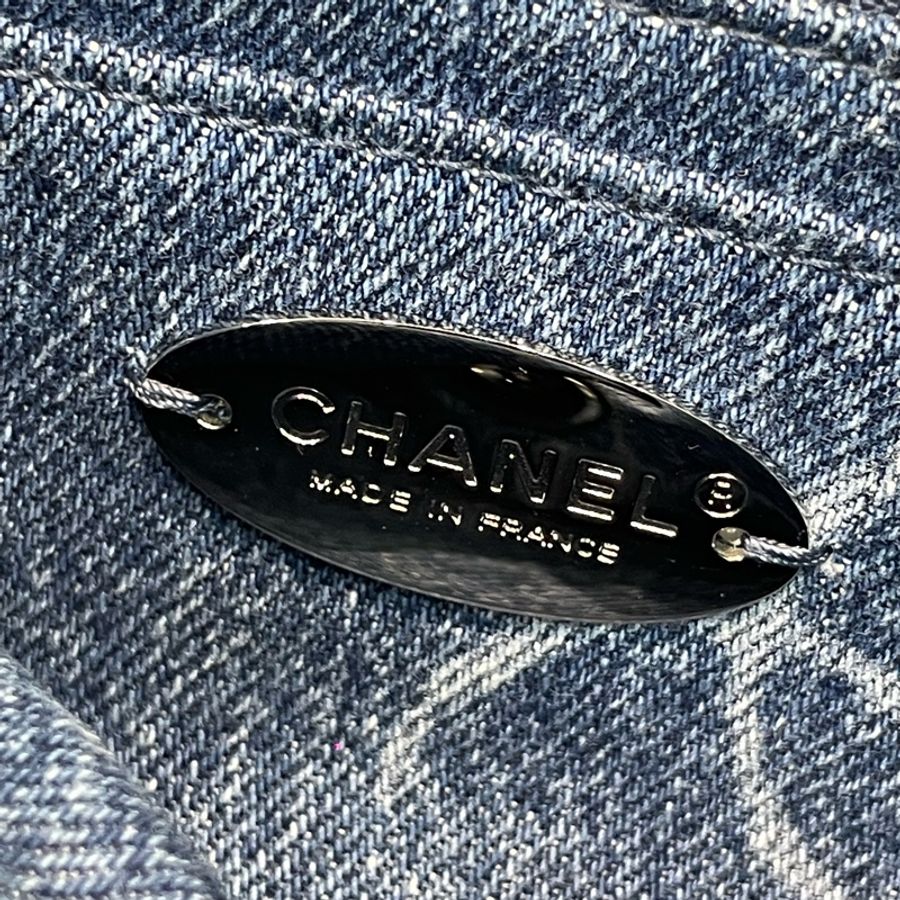 CHANEL 藍色牛仔丹寧布 mini 方胖子 I668-13