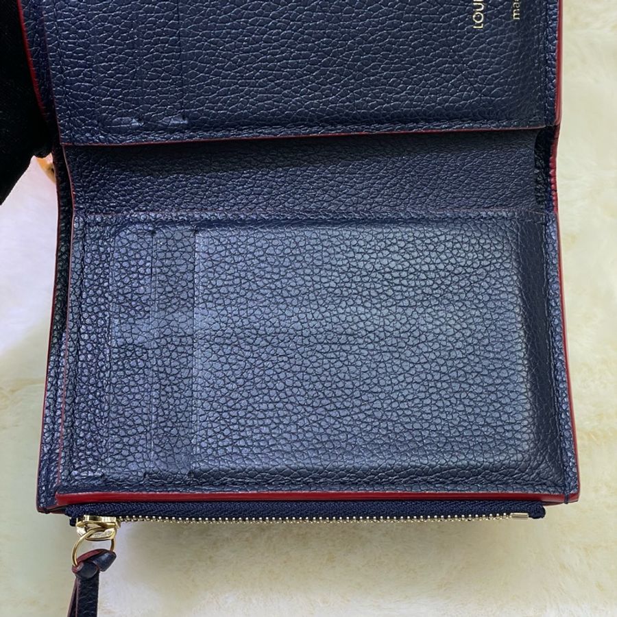 LV 深藍紅邊三摺短夾 XB673-13