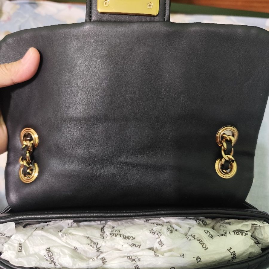 Karl Lagerfeld 卡爾鉚釘小香風鍊帶包 黑色 全新(經典絕版)(不可議)-7