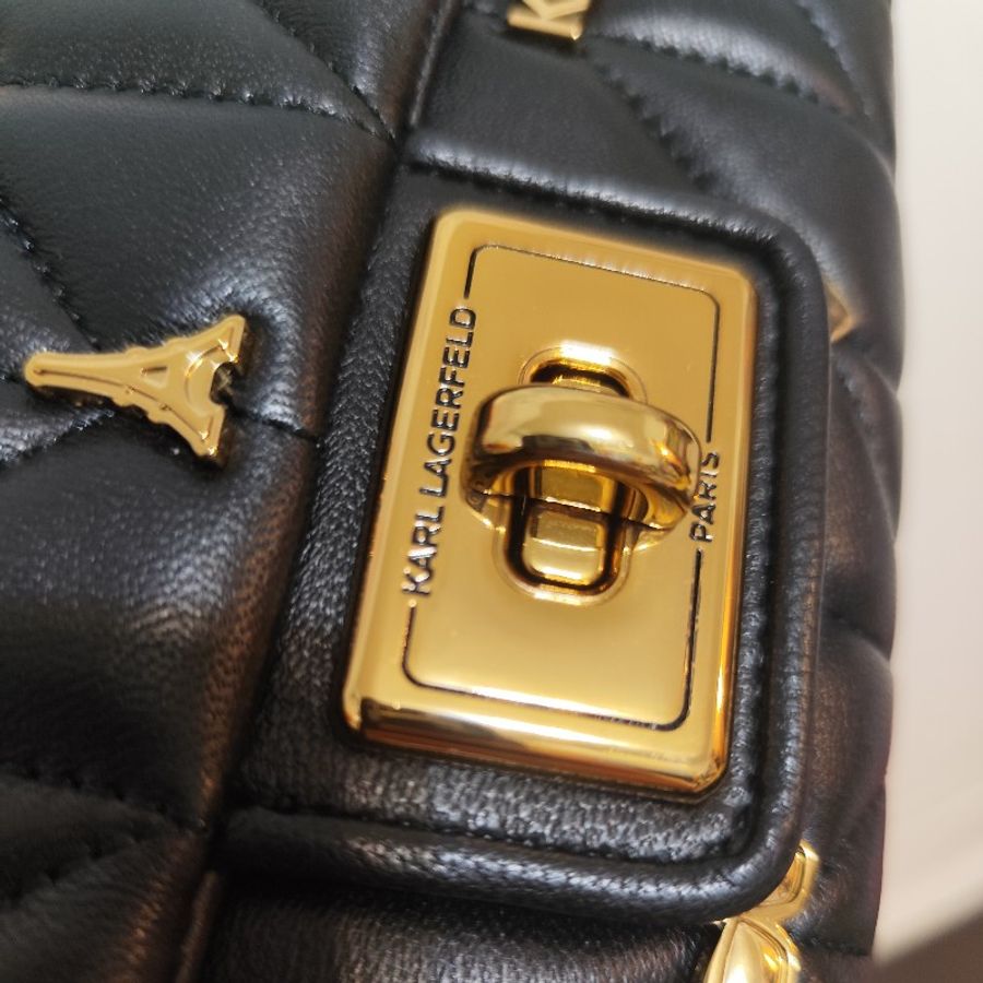 Karl Lagerfeld 卡爾鉚釘小香風鍊帶包 黑色 全新(經典絕版)(不可議)-18