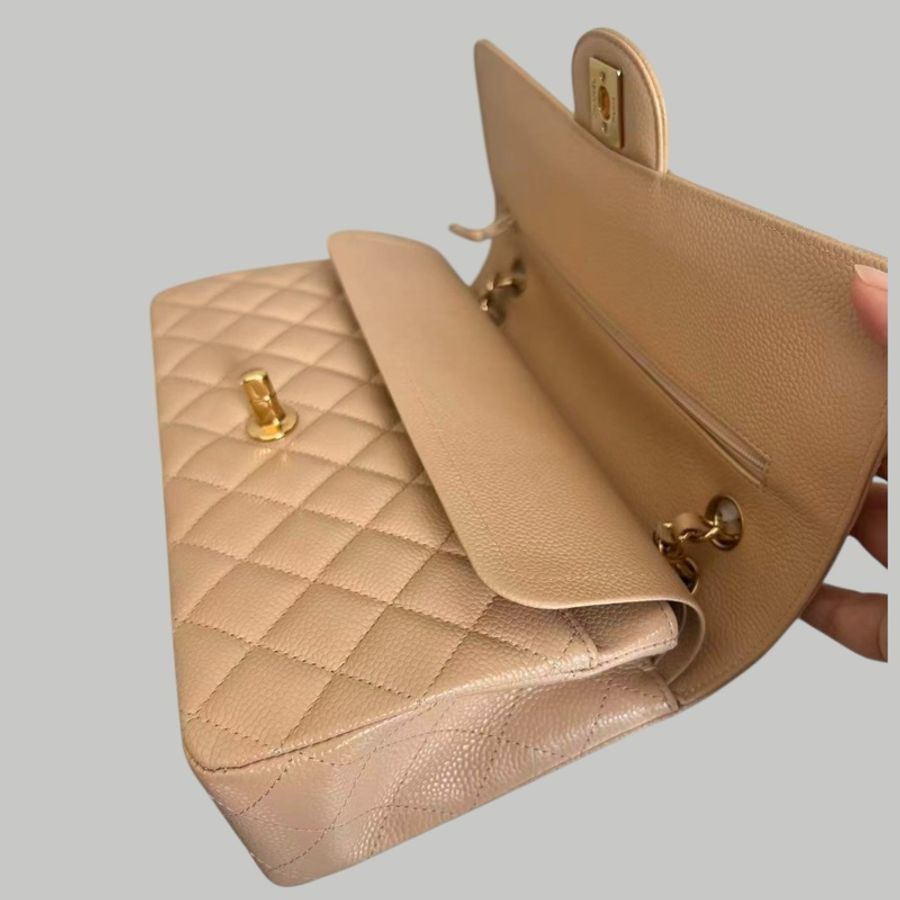 Chanel Caviar CF25荔枝皮奶茶金扣-7
