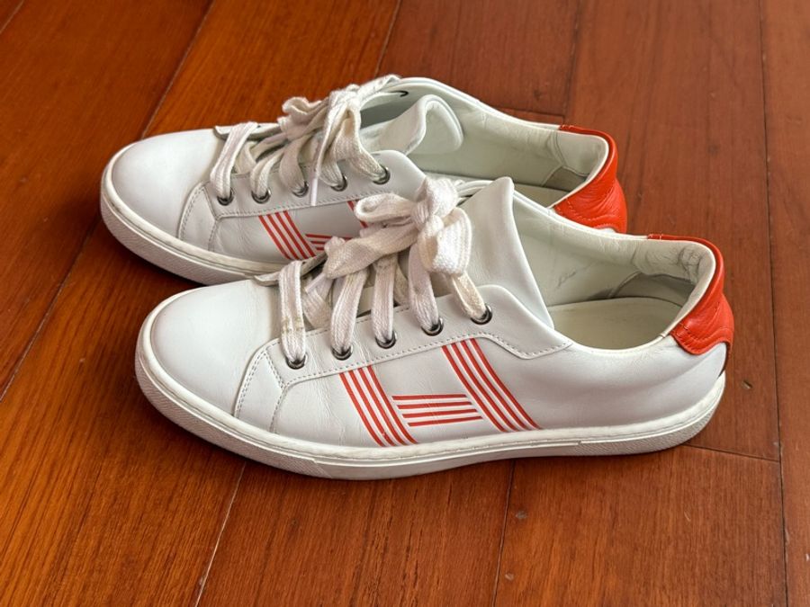 Hermes 橘H logo 小白鞋 尺寸:38-36