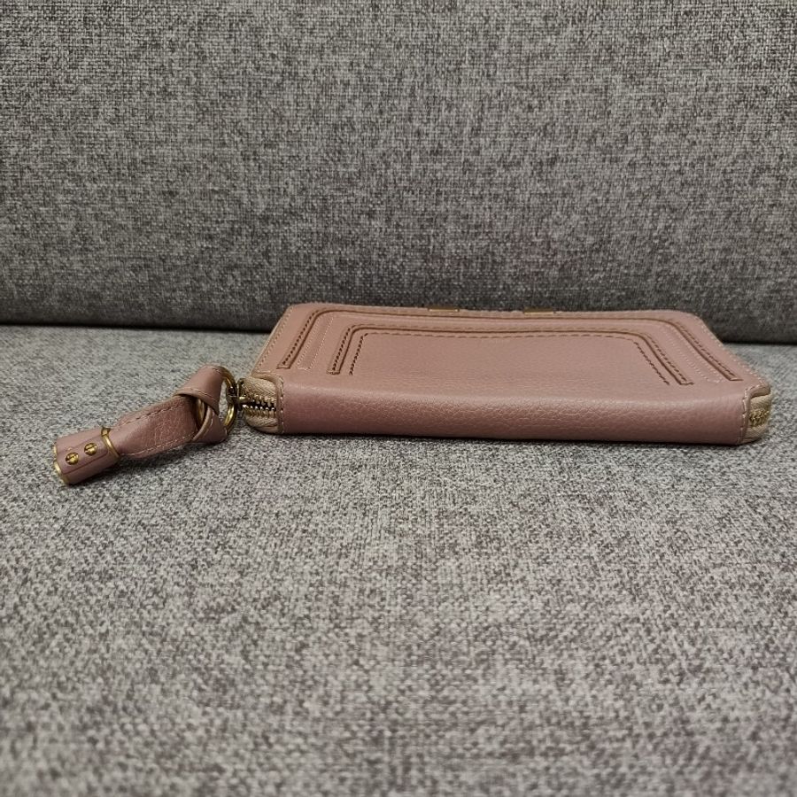 Chloe 經典 Marcie 粉膚色荔枝皮 拉鍊 零錢 信用卡 長夾 錢包 皮夾 漂亮收藏品-7