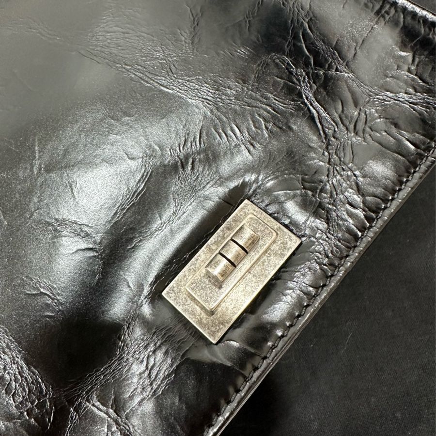 Chanel 香奈兒 黑金 2.55 handle 油蠟牛皮 風琴包 方盒子 斜背包 手提包 肩背包 鍊條包 側背包-30