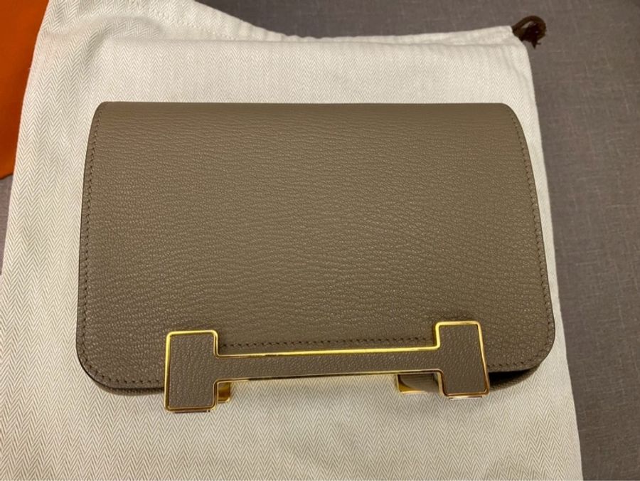 Hermes Geta大象灰金扣 小康康包 購證影本大全配-1