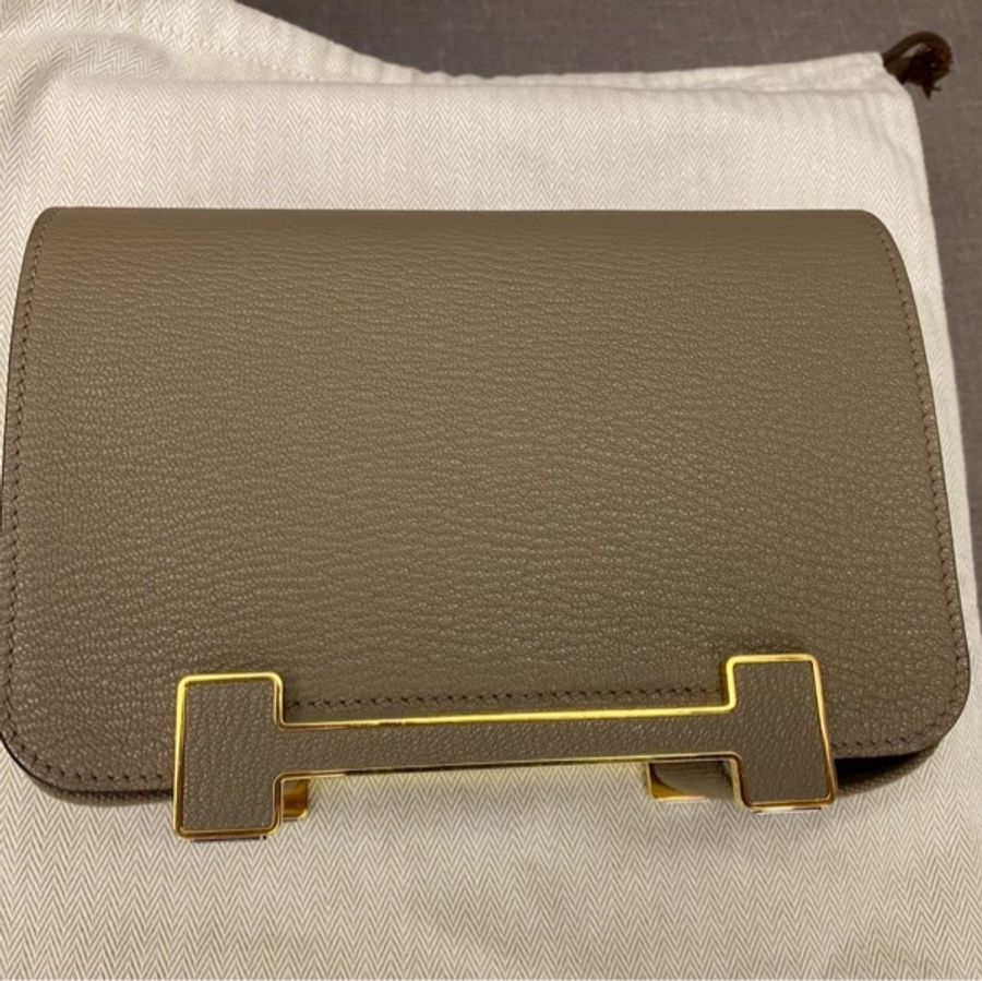 Hermes Geta大象灰金扣 小康康包 購證影本大全配-5
