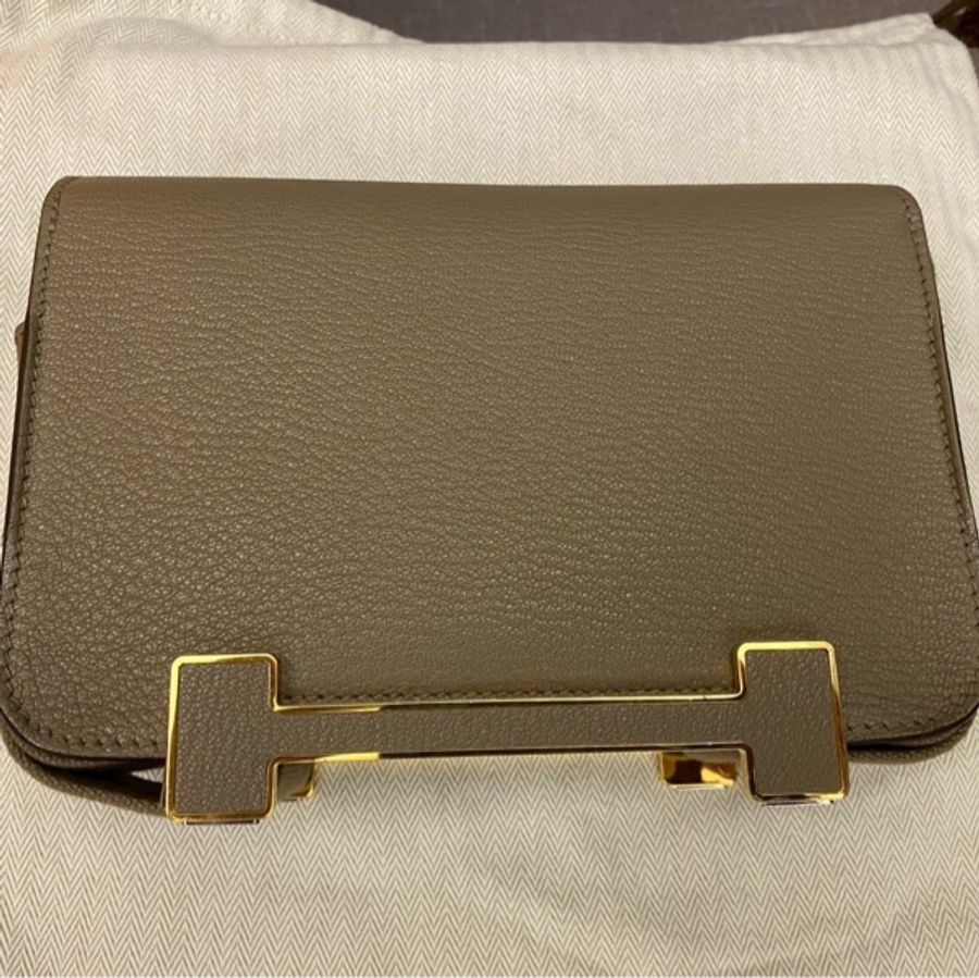 Hermes Geta大象灰金扣 小康康包 購證影本大全配-6