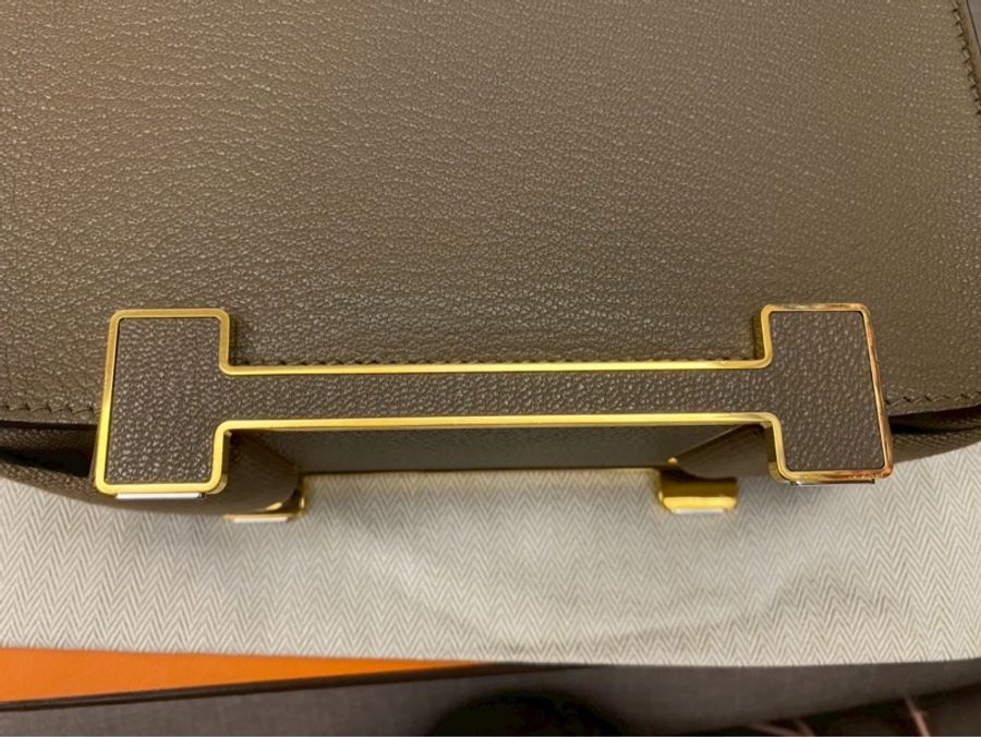 Hermes Geta大象灰金扣 小康康包 購證影本大全配-16
