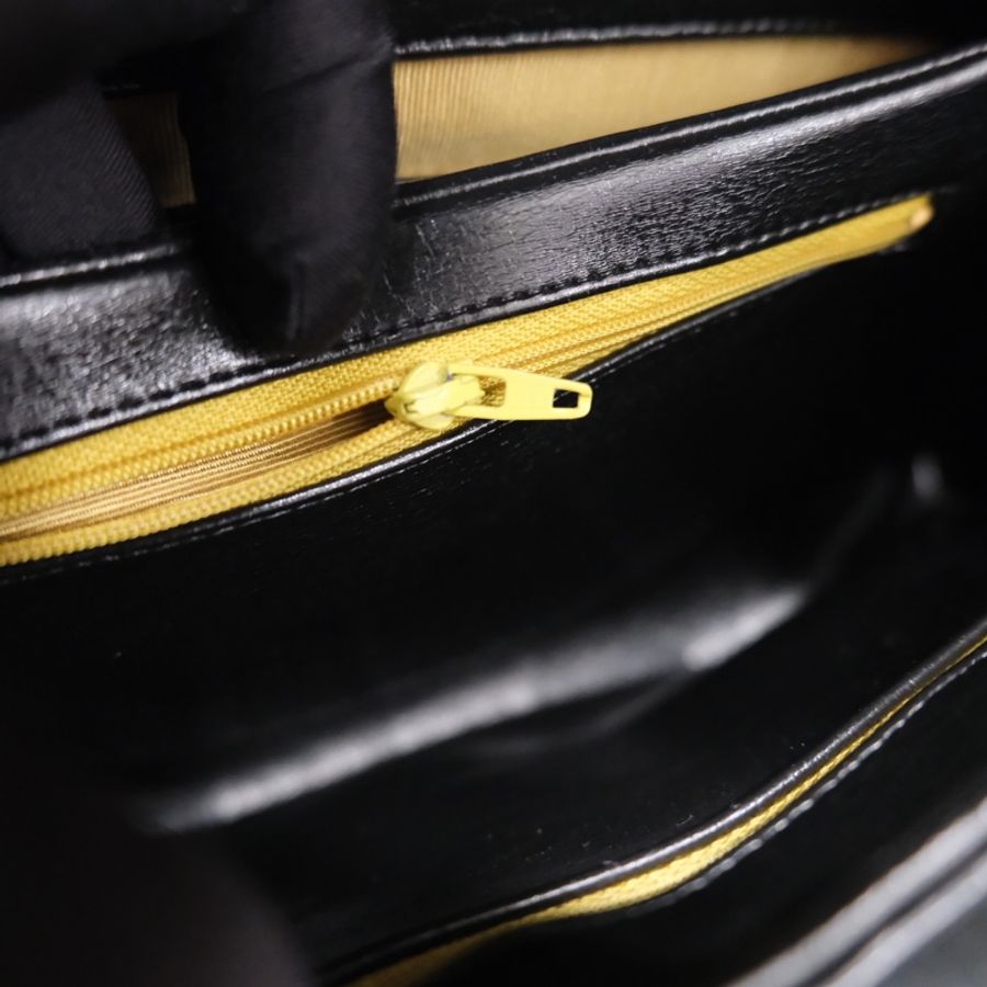 Dior Leather Vintage 2Way Handbag Black Gold 迪奧中古黑金皮款兩用手提包-31
