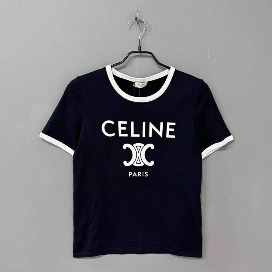Celine 黑色短袖經典凱旋門上衣 胸圍86衣長59 M號 99新-4