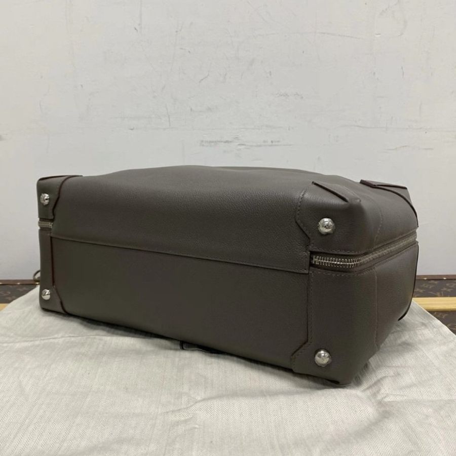 HERMES 灰銀扣maxibox保齡球手提包 36*22*15 98新配件塵袋-2