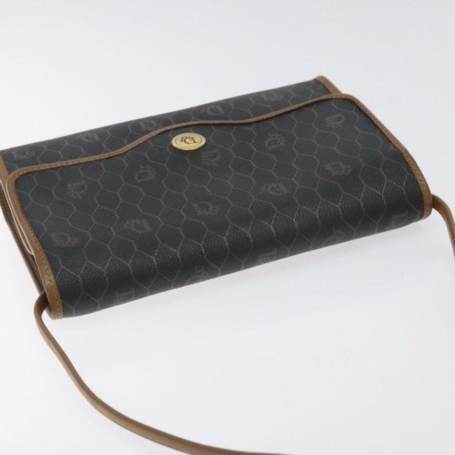 【日本直送】Christian Dior 蜂巢帆布肩背包 PVC 黑色金色 正品 SW976-5