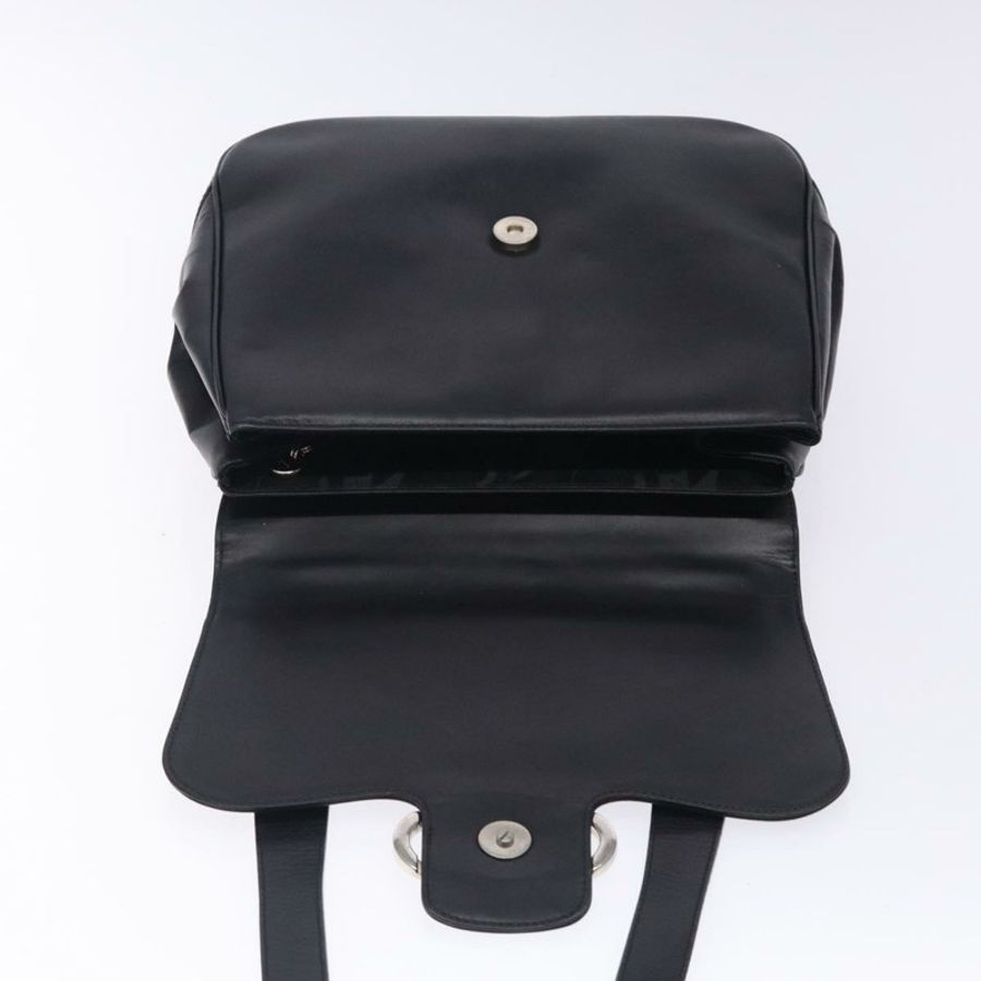 【日本直送】Salvatore Ferragamo Gancini 單肩包 皮革 黑色 銀色 正品 gh280-8