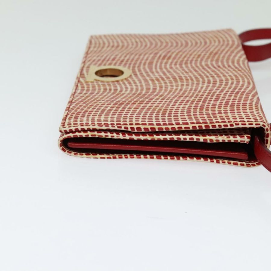 【日本直送】Salvatore Ferragamo 肩背皮夾,皮革材質,紅色,金色,正品 sw1278-3