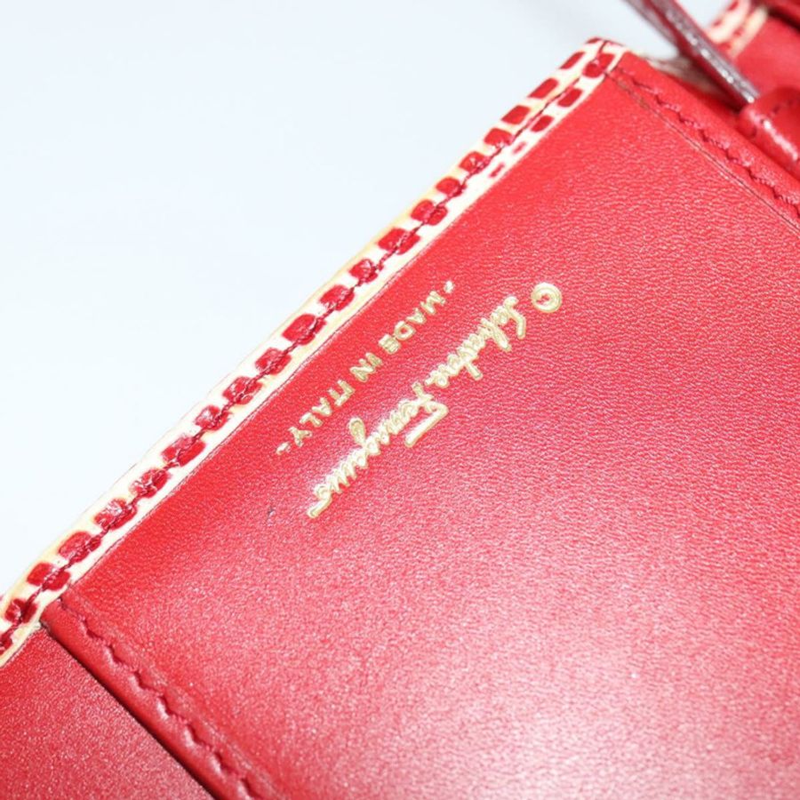 【日本直送】Salvatore Ferragamo 肩背皮夾,皮革材質,紅色,金色,正品 sw1278-20