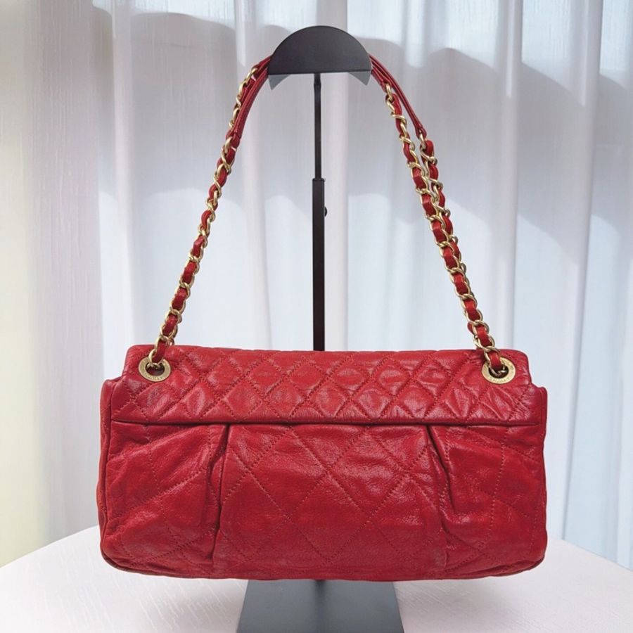 98新Chanel香奈兒 經典CF機場鏈條包 復古鎏金紅 成色不錯 時髦不撞款 長32X寛6X高19cm-6