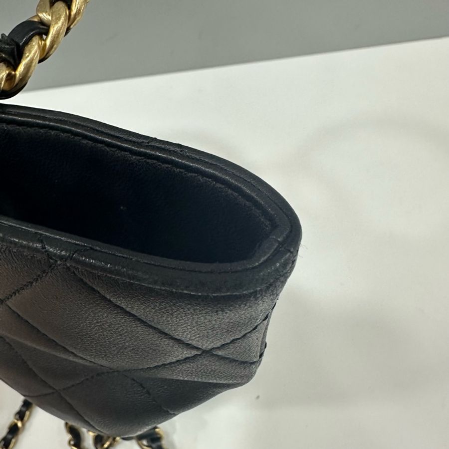 chanel as1362 黑皮金釦手提後背包-6