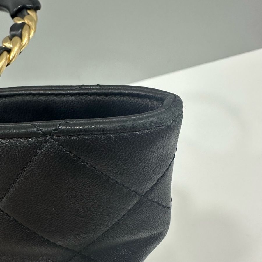 chanel as1362 黑皮金釦手提後背包-7