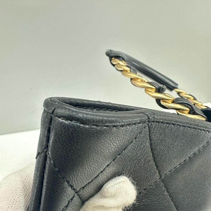 chanel as1362 黑皮金釦手提後背包-10