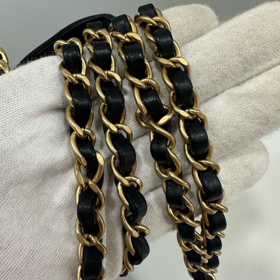 chanel as1362 黑皮金釦手提後背包-45