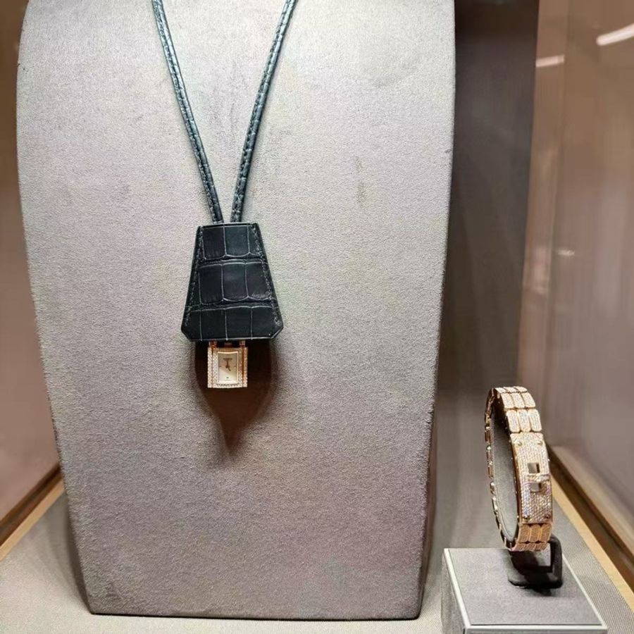 Hermes Kelly 玫瑰金全鑽 三合一女裝手錶-1