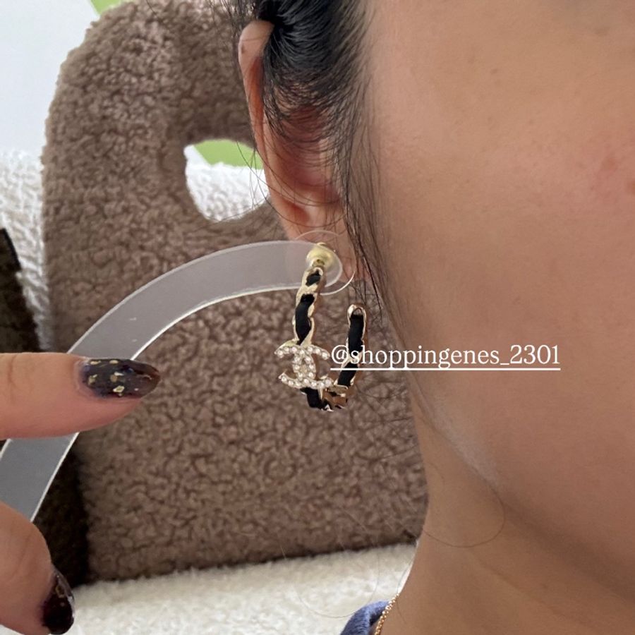 香奈兒 Chanel 水鑽logo耳環 ⚠️二手-8