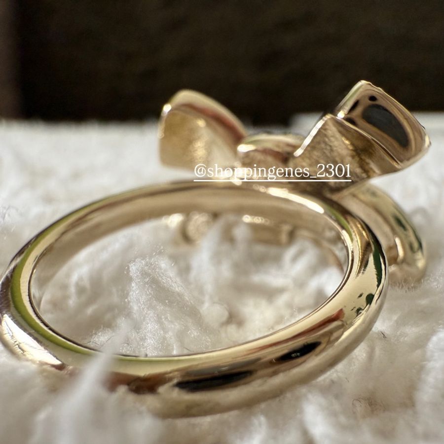 香奈兒 Chanel 全新品 25B 黑色蝴蝶結水鑽戒指 尺寸52-5