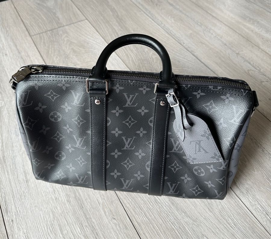 (9成9新)LV LOUIS VUITTON Keepall Bandoulière 35 旅行 手拿 肩背包-10