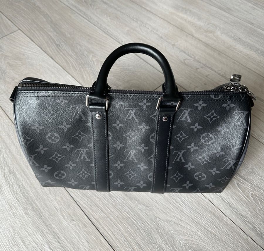 (9成9新)LV LOUIS VUITTON Keepall Bandoulière 35 旅行 手拿 肩背包-12