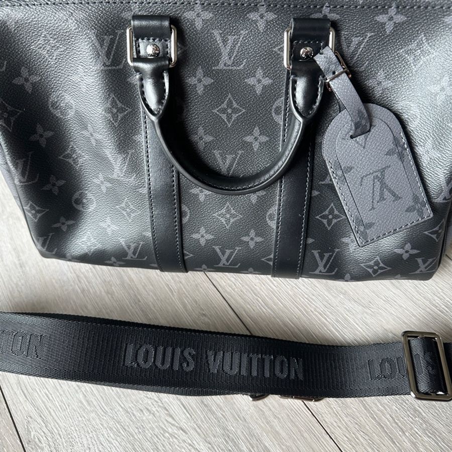 (9成9新)LV LOUIS VUITTON Keepall Bandoulière 35 旅行 手拿 肩背包-22