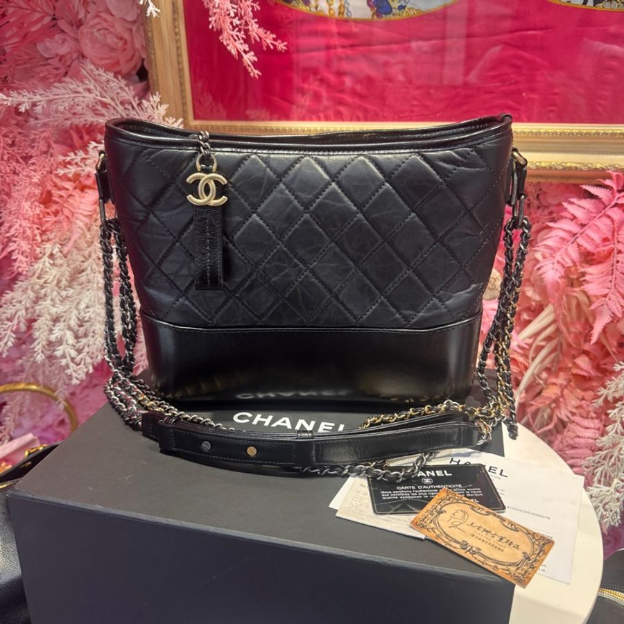 Chanel 黑金流浪包中號/王吉娜古董精品-0