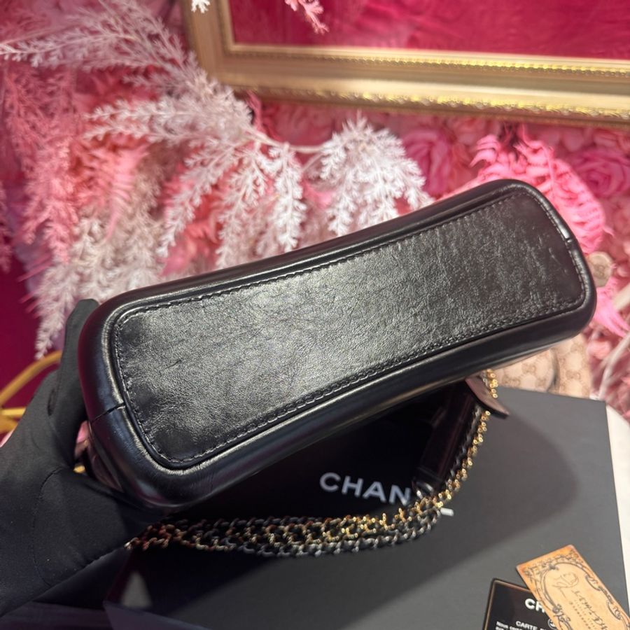 Chanel 黑金流浪包中號/王吉娜古董精品-5