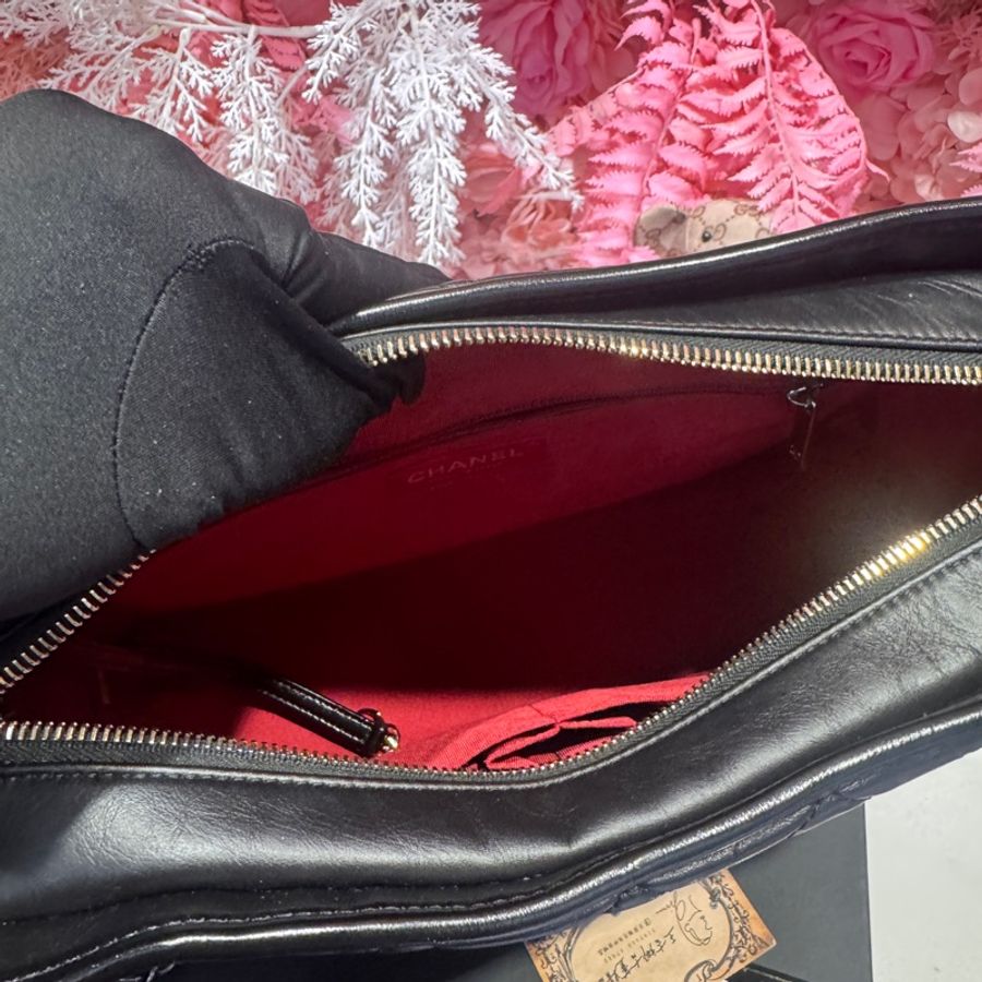 Chanel 黑金流浪包中號/王吉娜古董精品-6