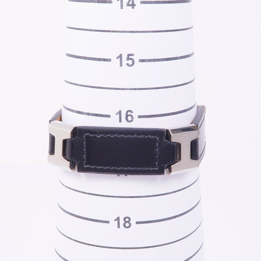 HERMES 皮革Bracelet銀扣手帶Noir-11