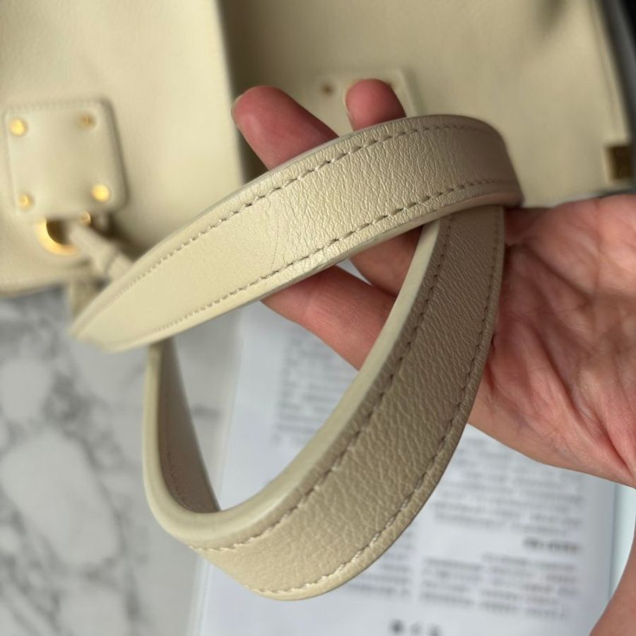 ::Chloe:: Vick Leather Tote 字母 米白色藍紅條紋牛皮托特包 肩背包 購物包-35