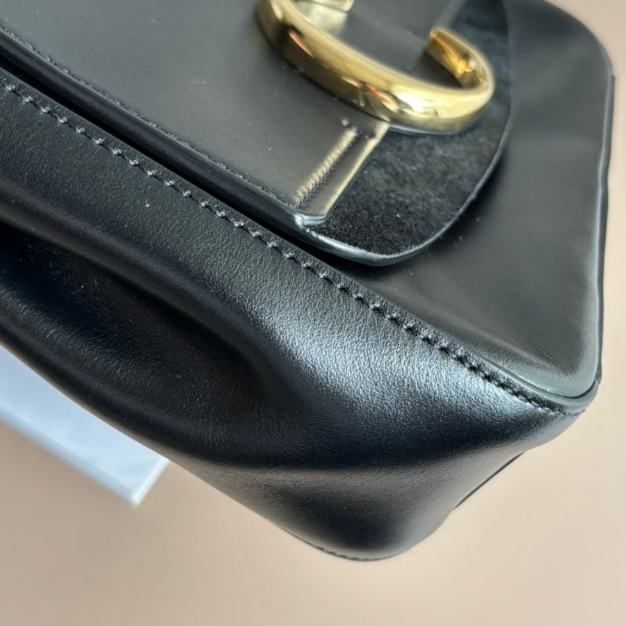 ::Chloe:: CHLOÉ C BAG 金屬C釦 黑色華面牛皮手提斜背包 側背包-17