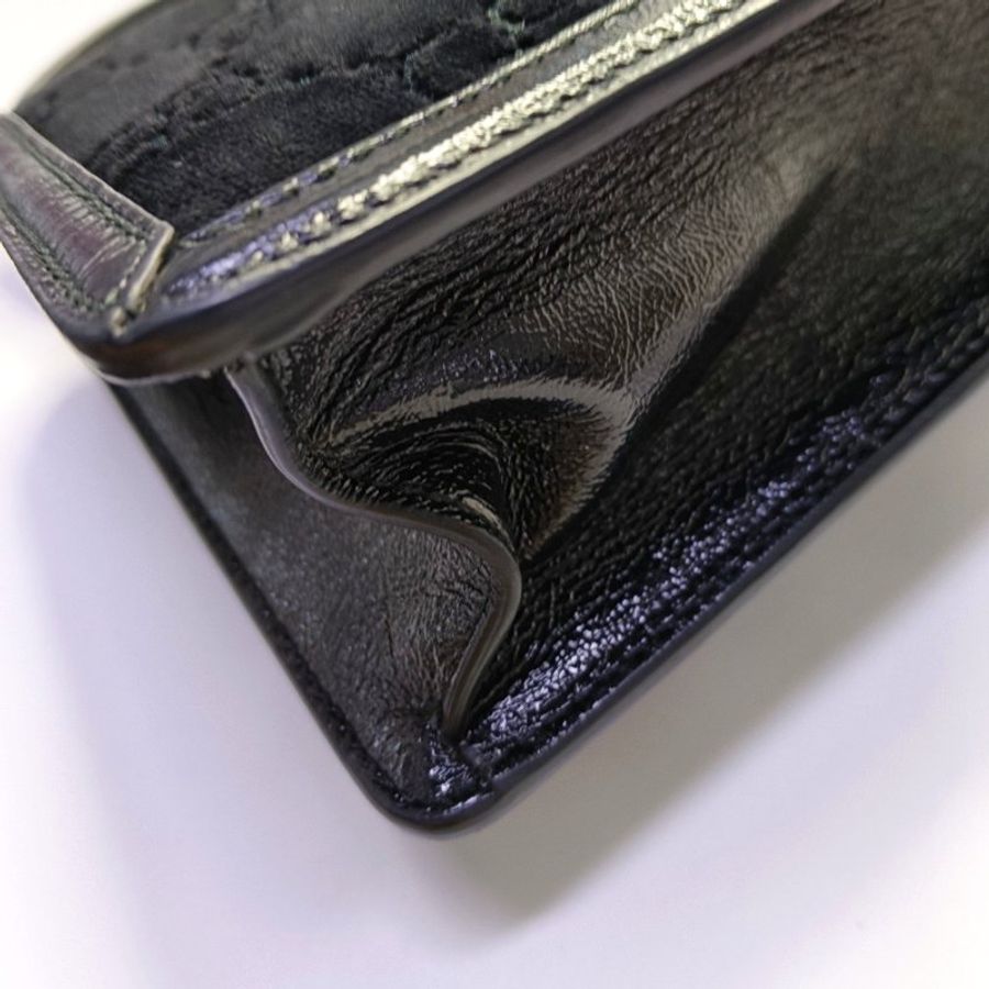 GUCCI Sylvie 迷你 黑色 絲絨 老花 條紋 織帶 塞爾維亞 單肩包 斜背包-10
