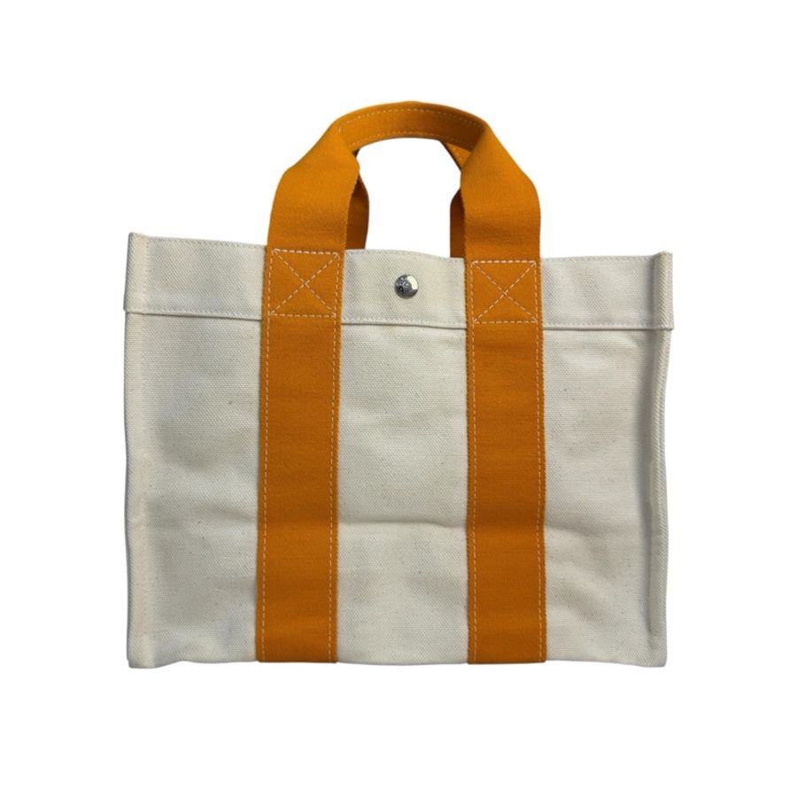 Hermès Herbag Cabas 橘色提把帆布托特包-0