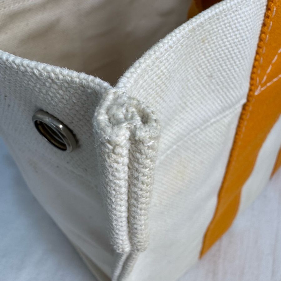 Hermès Herbag Cabas 橘色提把帆布托特包-16