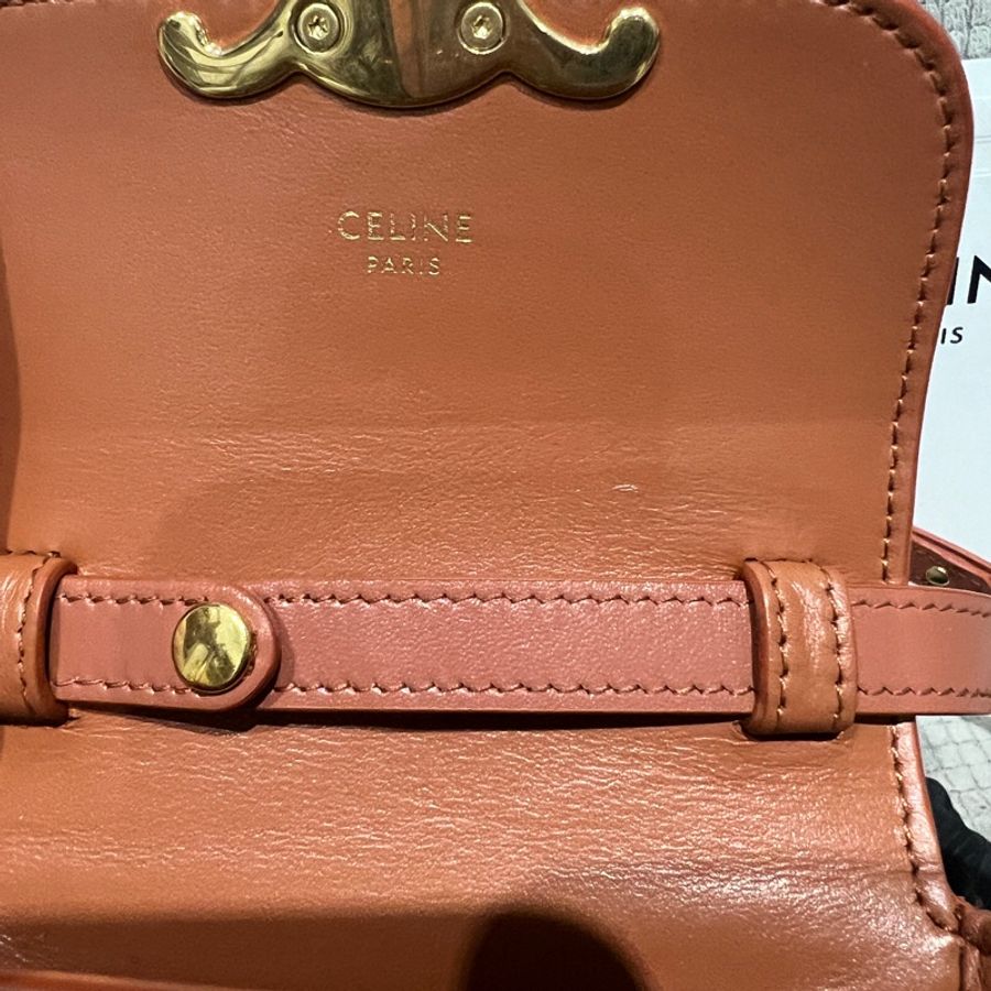全網最後一顆💗Celine Mini Triomphe凱旋門 小廢包 焦糖色-11