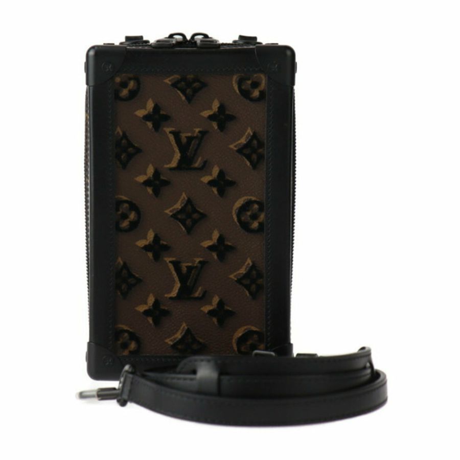 LOUIS VUITTON Vertical Soft Trunk Monogram Tuftage 單肩包 M45044 皮革 棕色 黑色 圓形 Pochette 包 R2412123007050-0