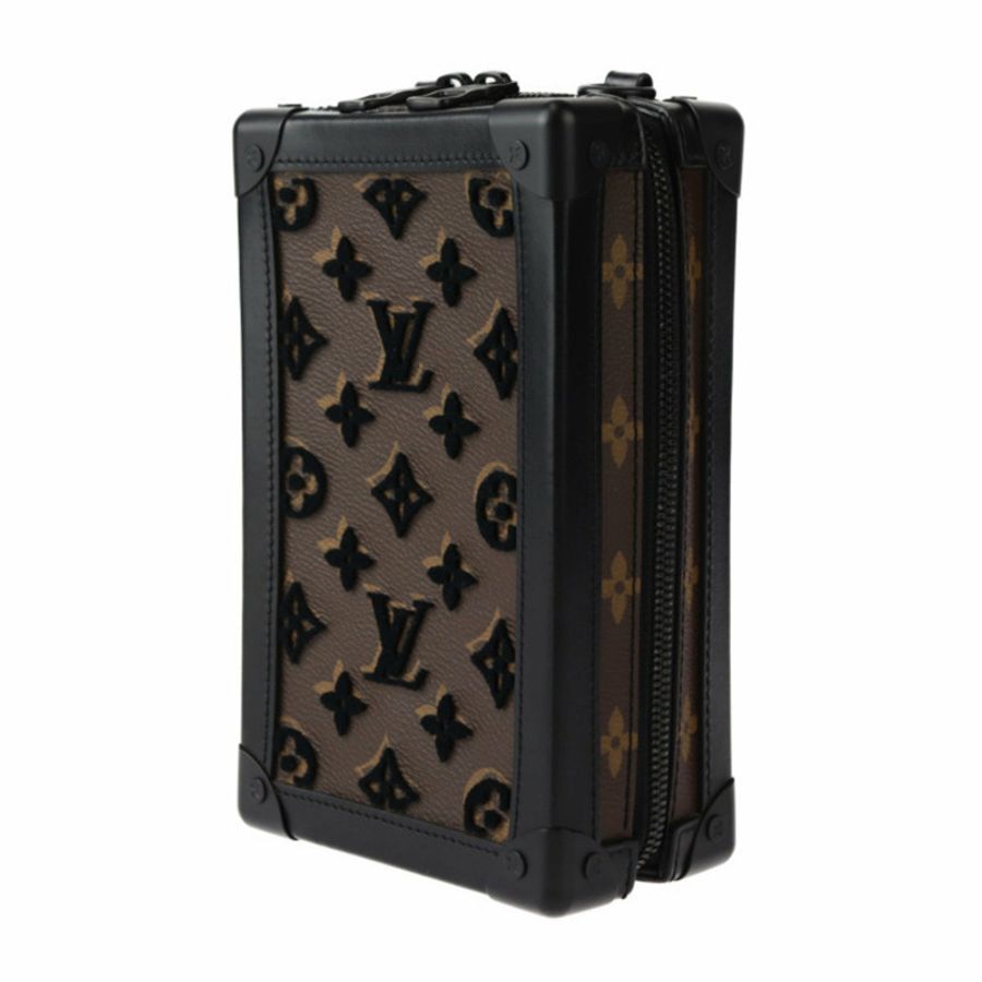 LOUIS VUITTON Vertical Soft Trunk Monogram Tuftage 單肩包 M45044 皮革 棕色 黑色 圓形 Pochette 包 R2412123007050-1