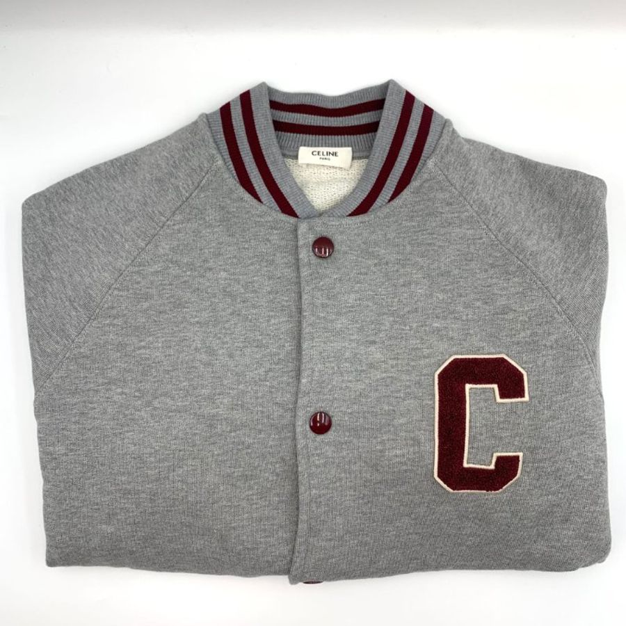 全新有吊牌 Celine外套 大C標誌Logo Jacket 100棉棒球服 灰色經典百搭款學院風 XS碼-0
