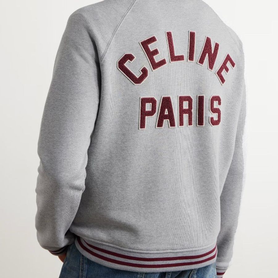 全新有吊牌 Celine外套 大C標誌Logo Jacket 100棉棒球服 灰色經典百搭款學院風 XS碼-1