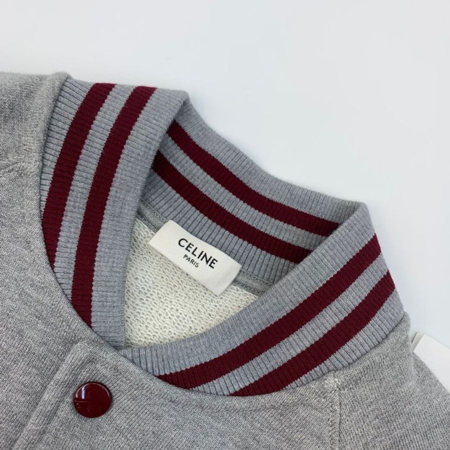 全新有吊牌 Celine外套 大C標誌Logo Jacket 100棉棒球服 灰色經典百搭款學院風 XS碼-3